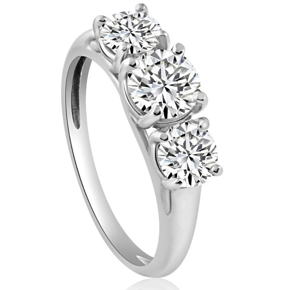 1 3/4 Ct Three Stone Diamond Engagement Ring 10K White Gold Lab Grown (H-I, VS)