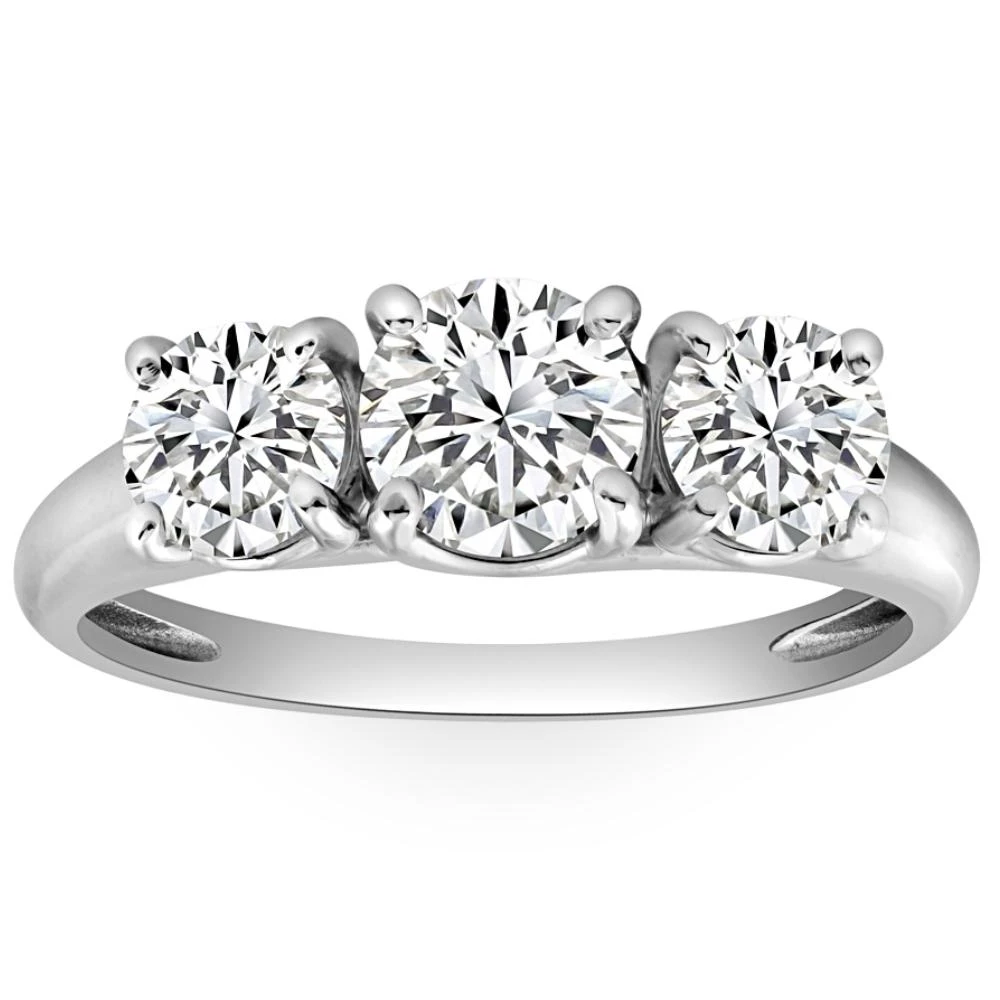 1 3/4 Ct Three Stone Diamond Engagement Ring 10K White Gold Lab Grown (H-I, VS)