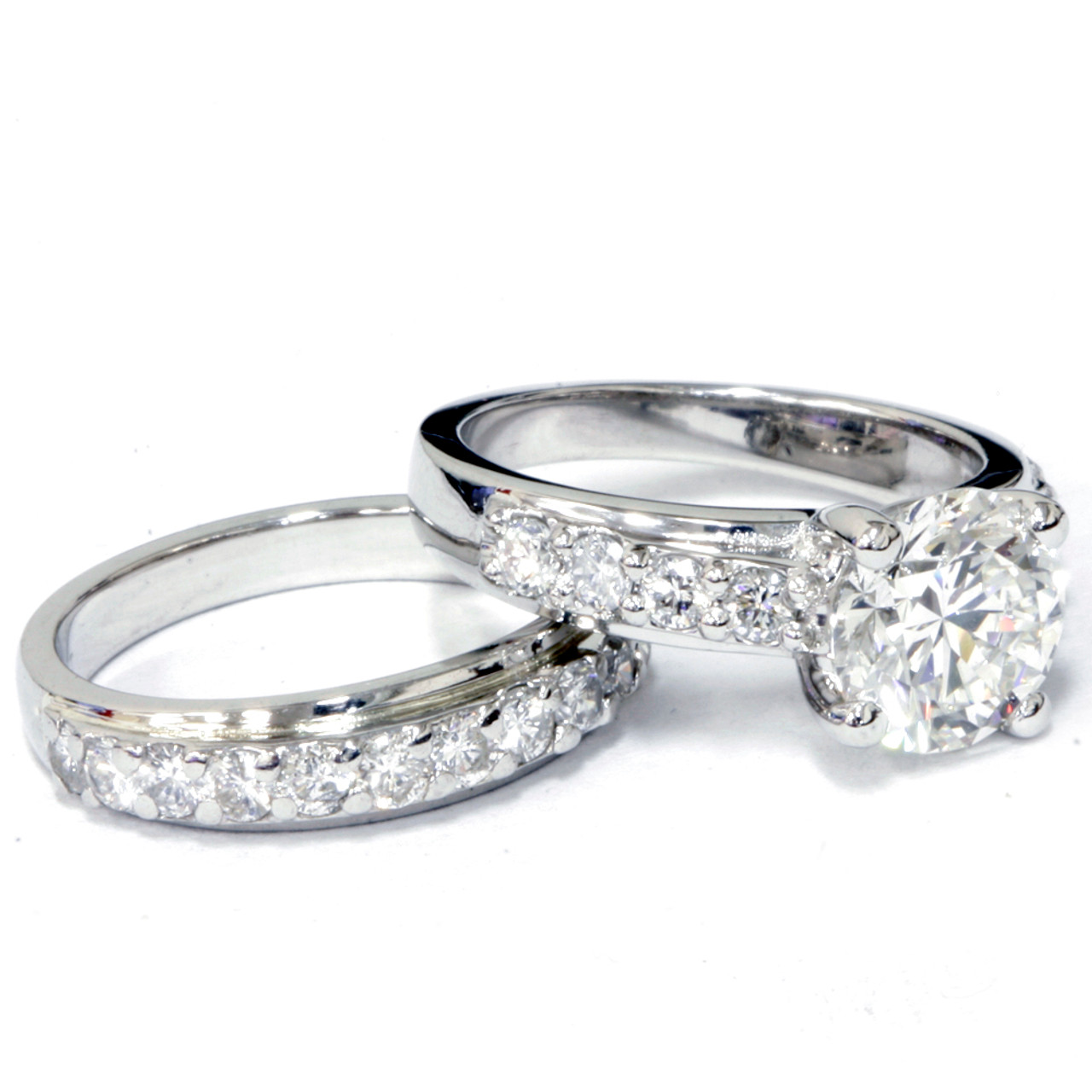 White Gold Wedding Ring Sets For Women Luxury Jewelry Sz 5 10 10kt 