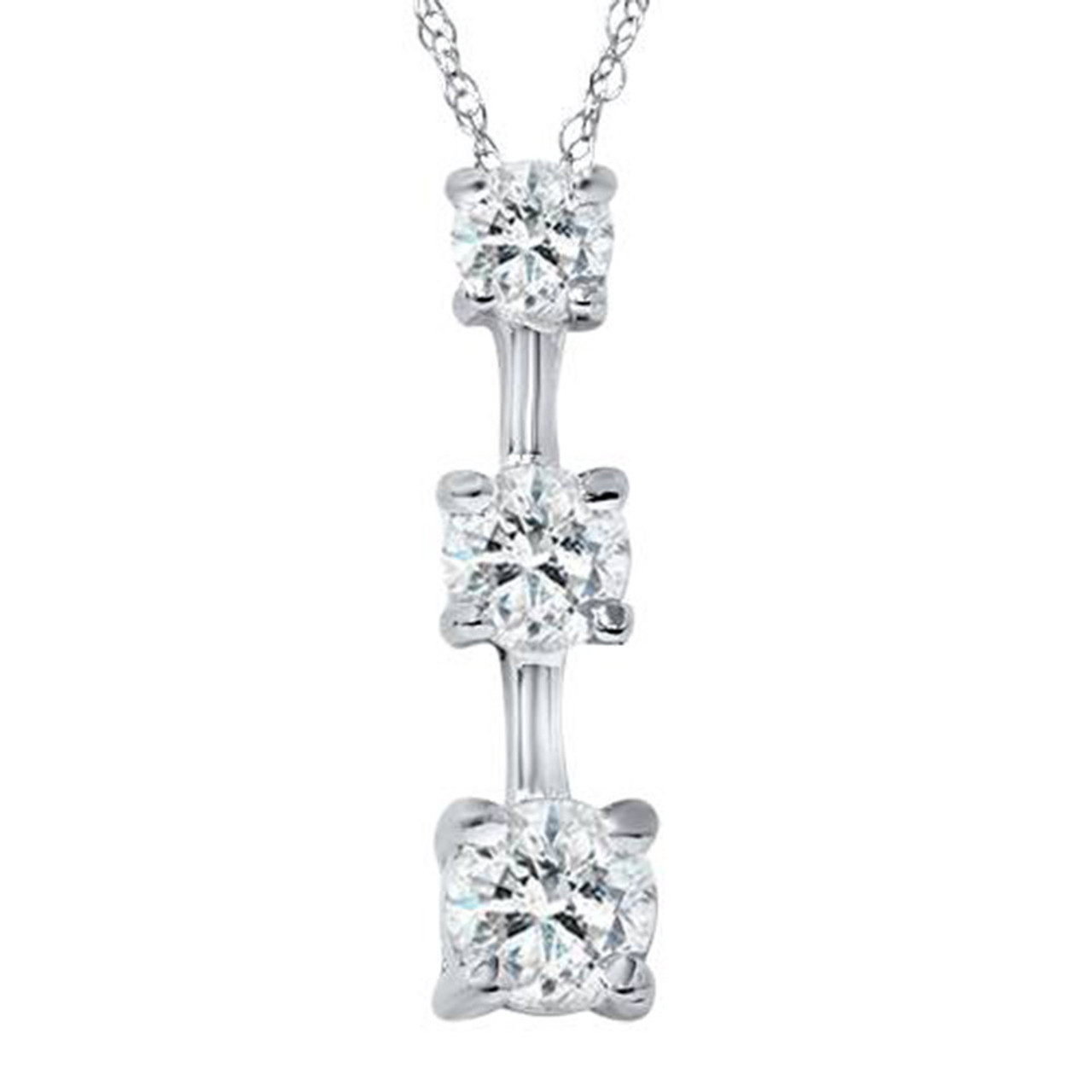 3 stone vertical diamond necklace