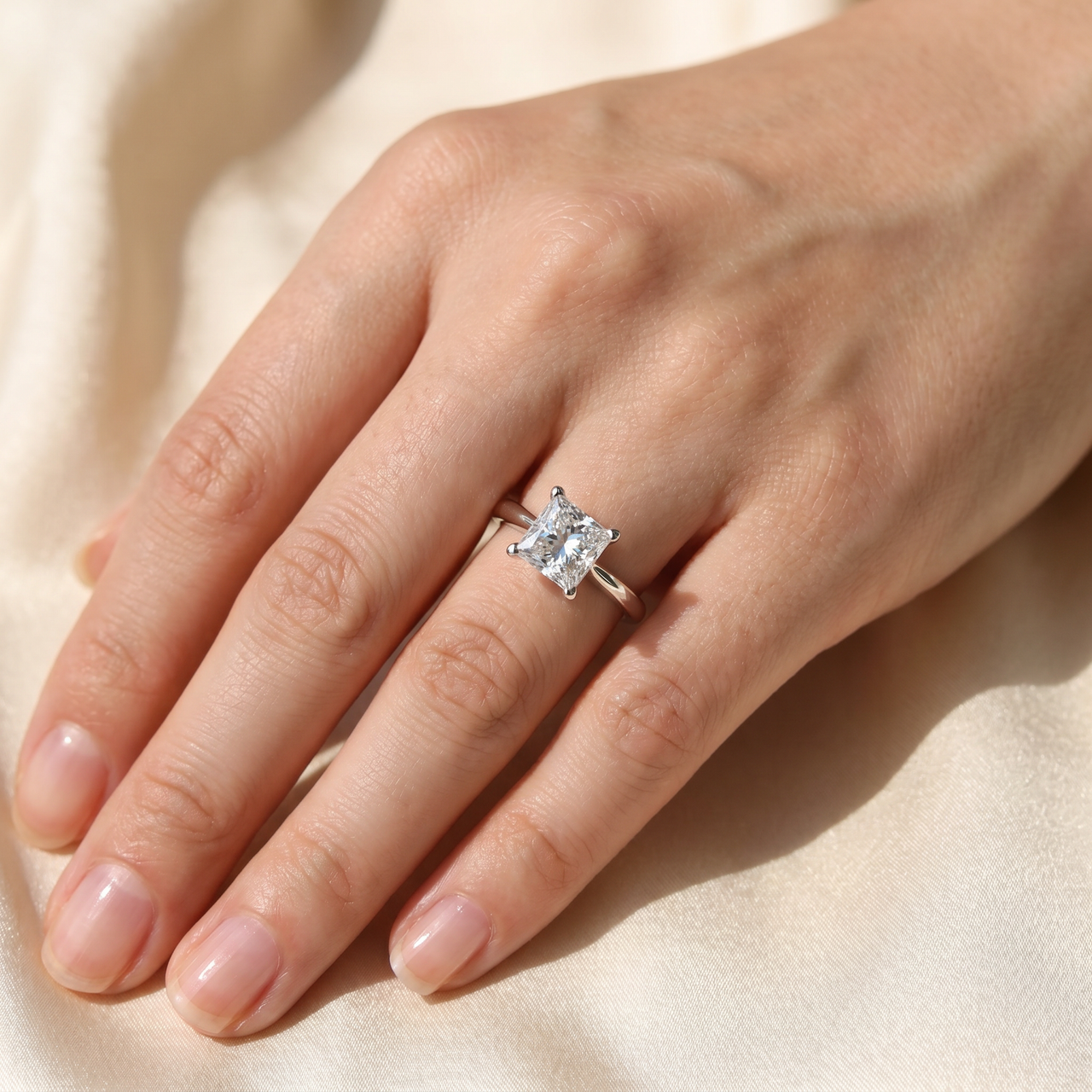 1ct Solitaire Diamond Ring 14K White Gold (G-H, I1)