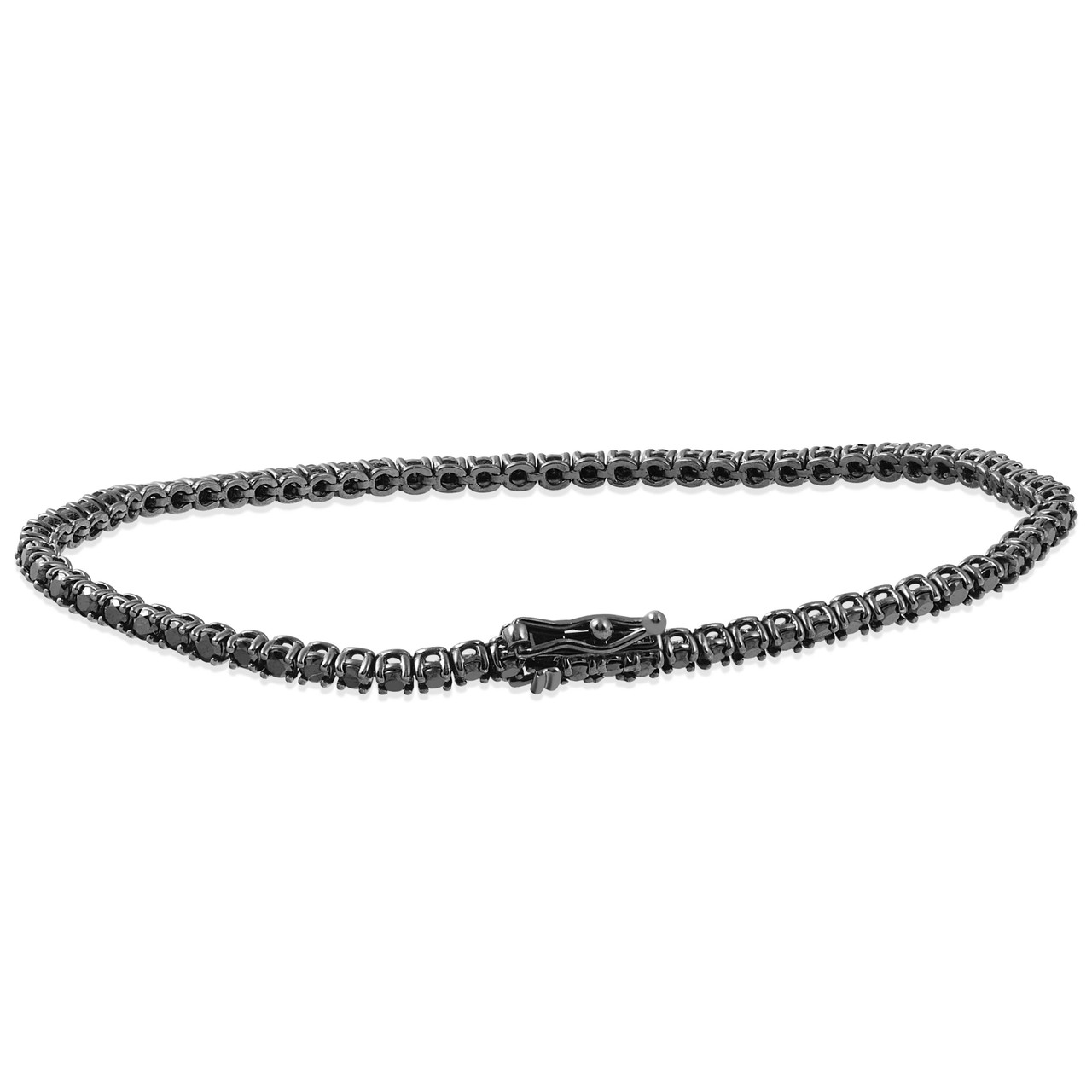 3ct Black Diamond Tennis Bracelet 14K Black Gold 7" (Black, )