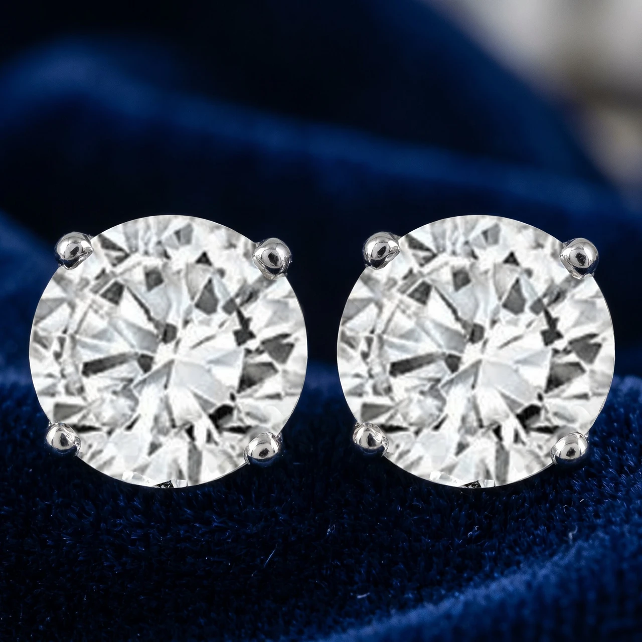 1.25CT TW Round Cut Lab Grown Diamond Studs Screw Back 14K White Gold (D-E, VS)