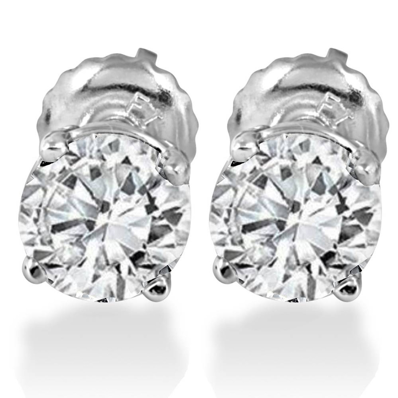 1.25CT Lab Grown Diamond Studs Screw Back 14K White Gold (D-E, VS)