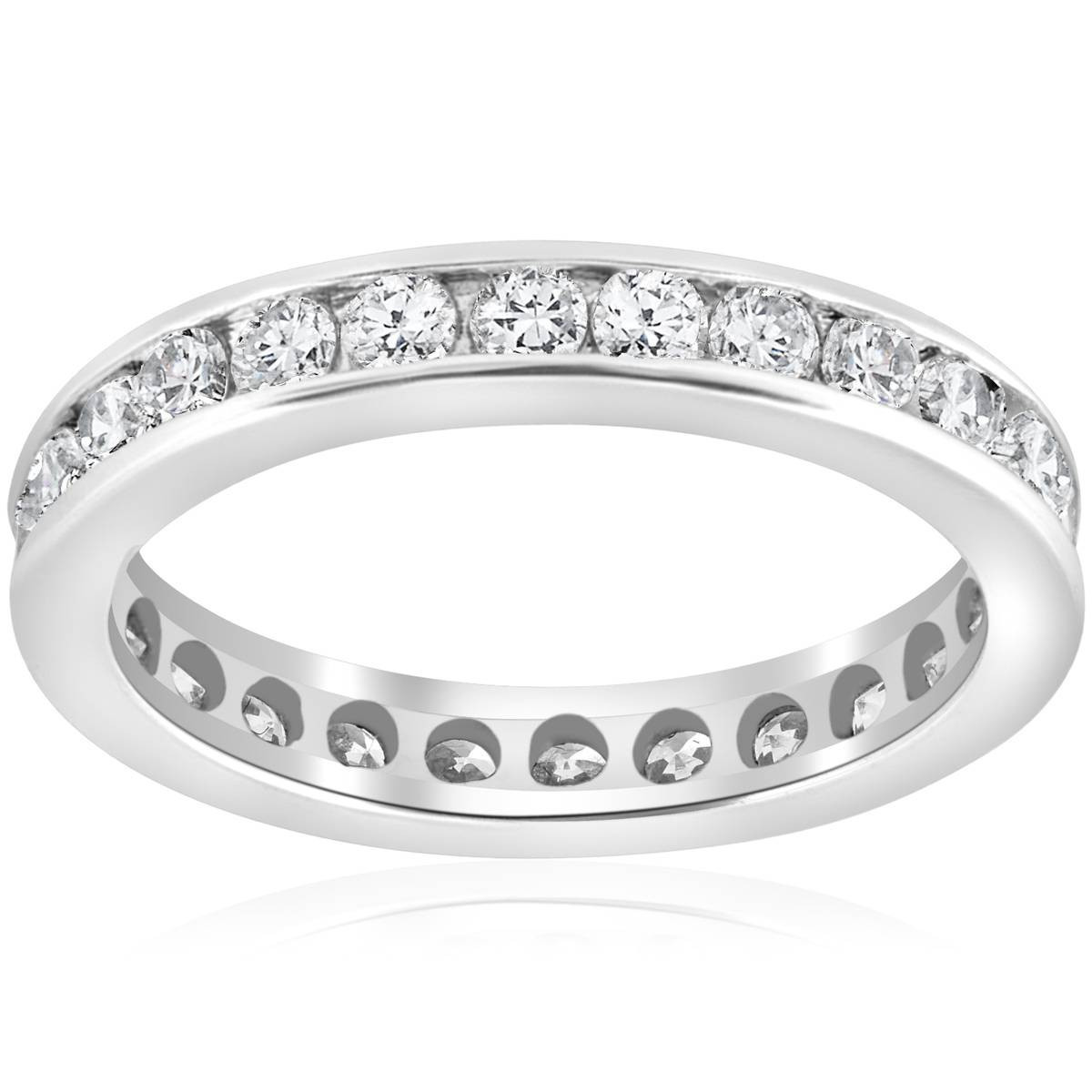 1 1/2ct Channel Set Diamond Eternity Ring 14K White Gold (G-H, I1)