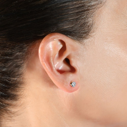 VVS 2 Ct 14k Yellow Gold Moissanite Screw Back Studs 6mm