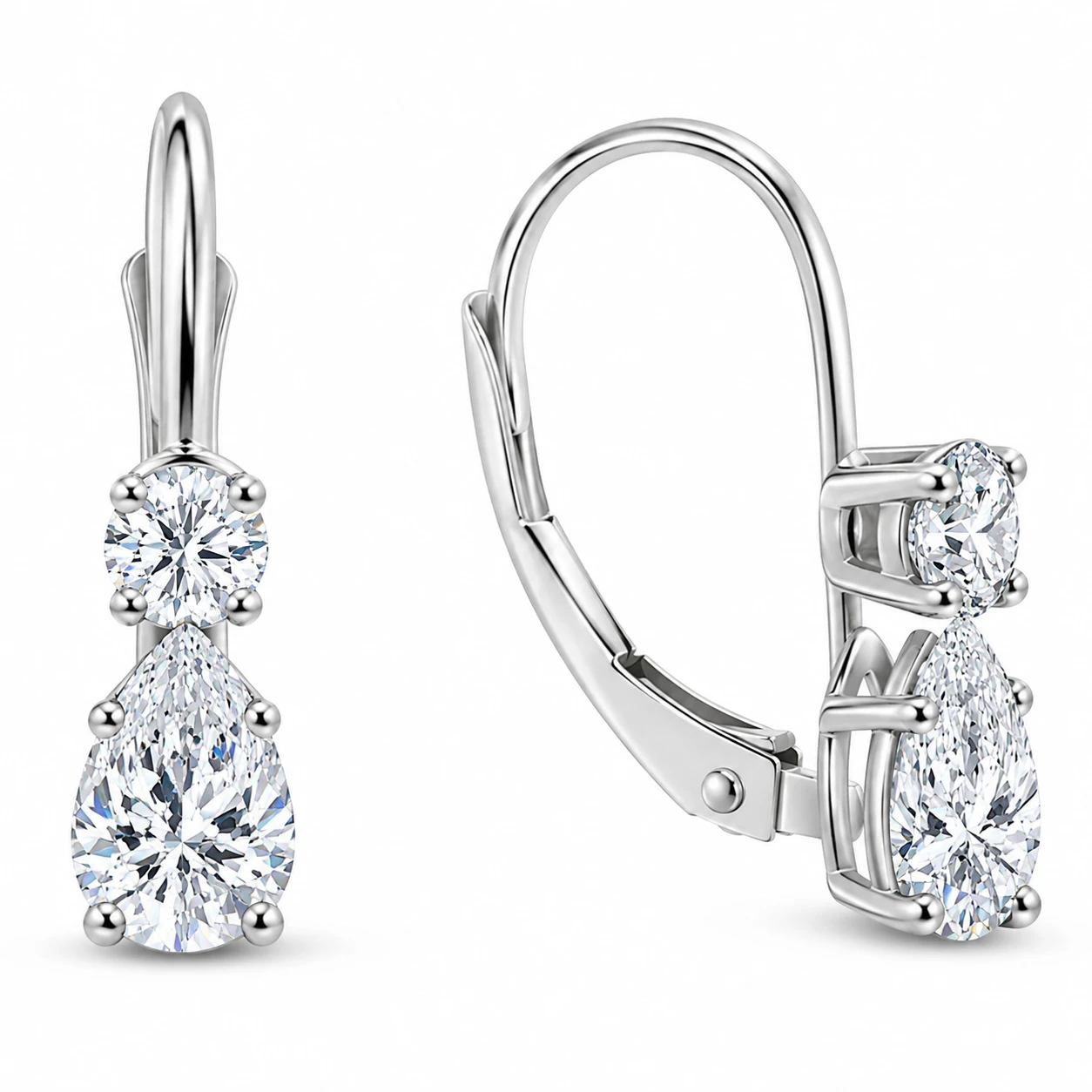 1Ct TW Pear Shape Diamond Leverback Hoops Women's Earrings 14k Gold 1/2" Tall (G-H, I2-I3)