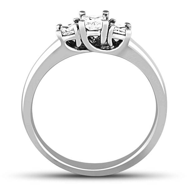 1/2ct Three Stone Princess Cut Diamond Ring 14K White Gold (H-I, I1)