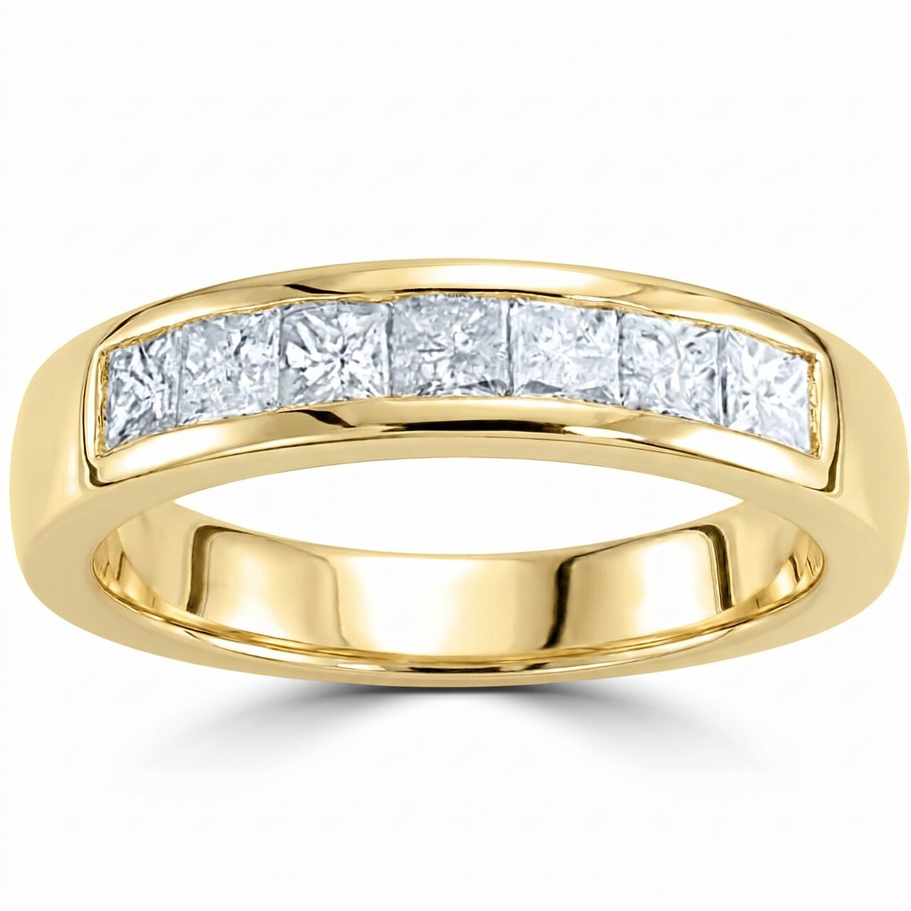 1ct Princess Cut Diamond Wedding Anniversary Ring 14k Yellow Gold (G-H, SI)