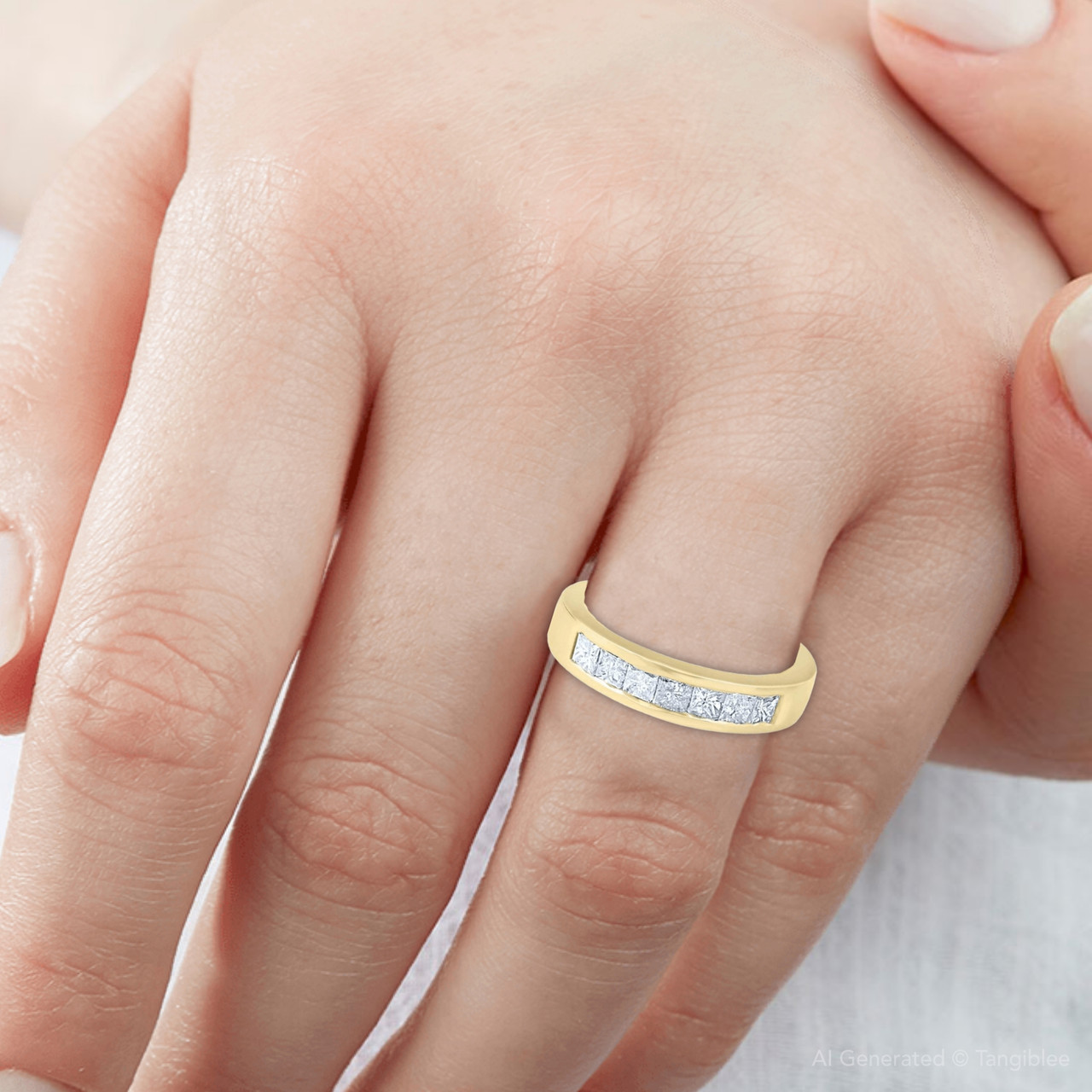 1ct Princess Cut Diamond Wedding Anniversary Ring 14k Yellow Gold (G-H, SI)
