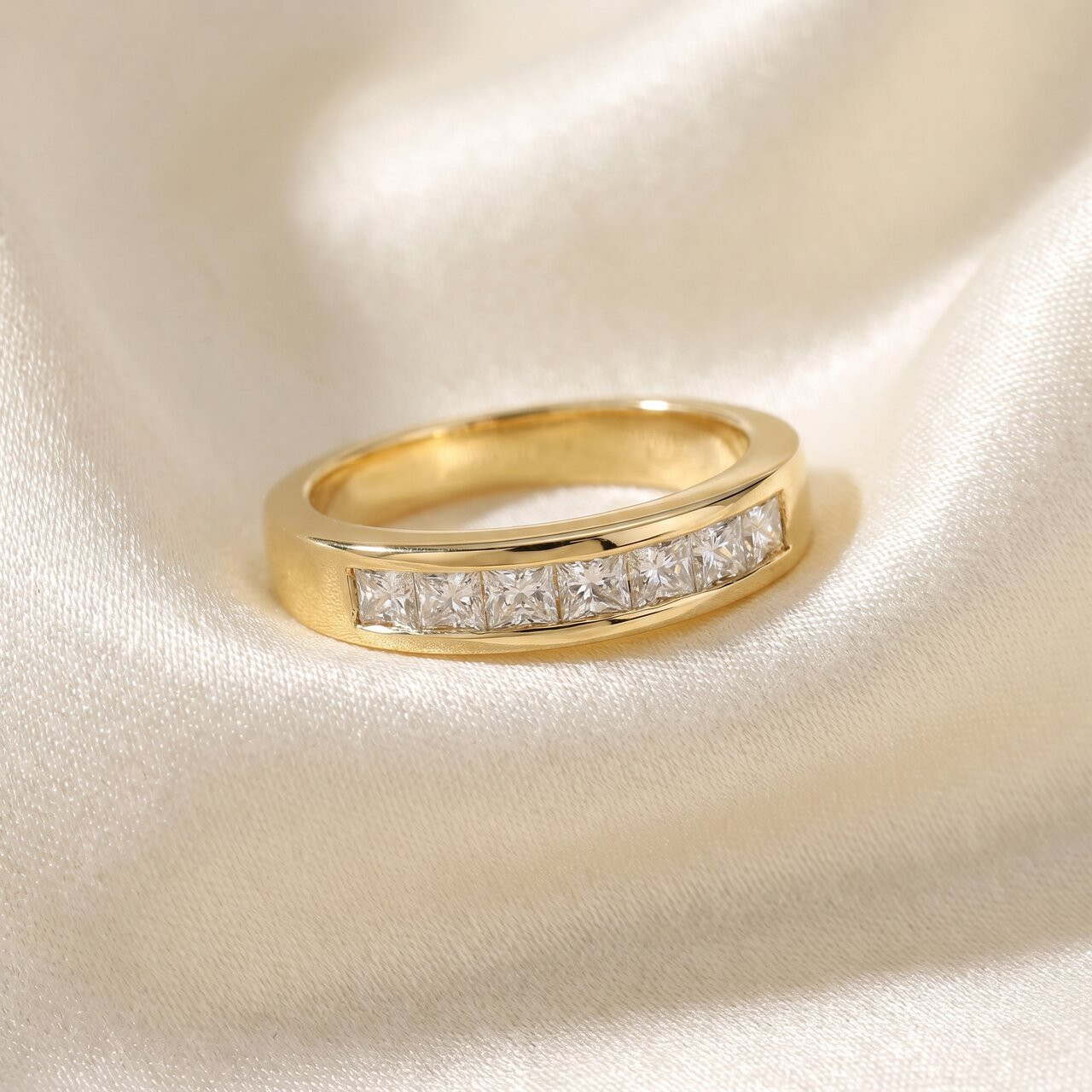 1ct Princess Cut Diamond Wedding Anniversary Ring 14k Yellow Gold (G-H, SI)