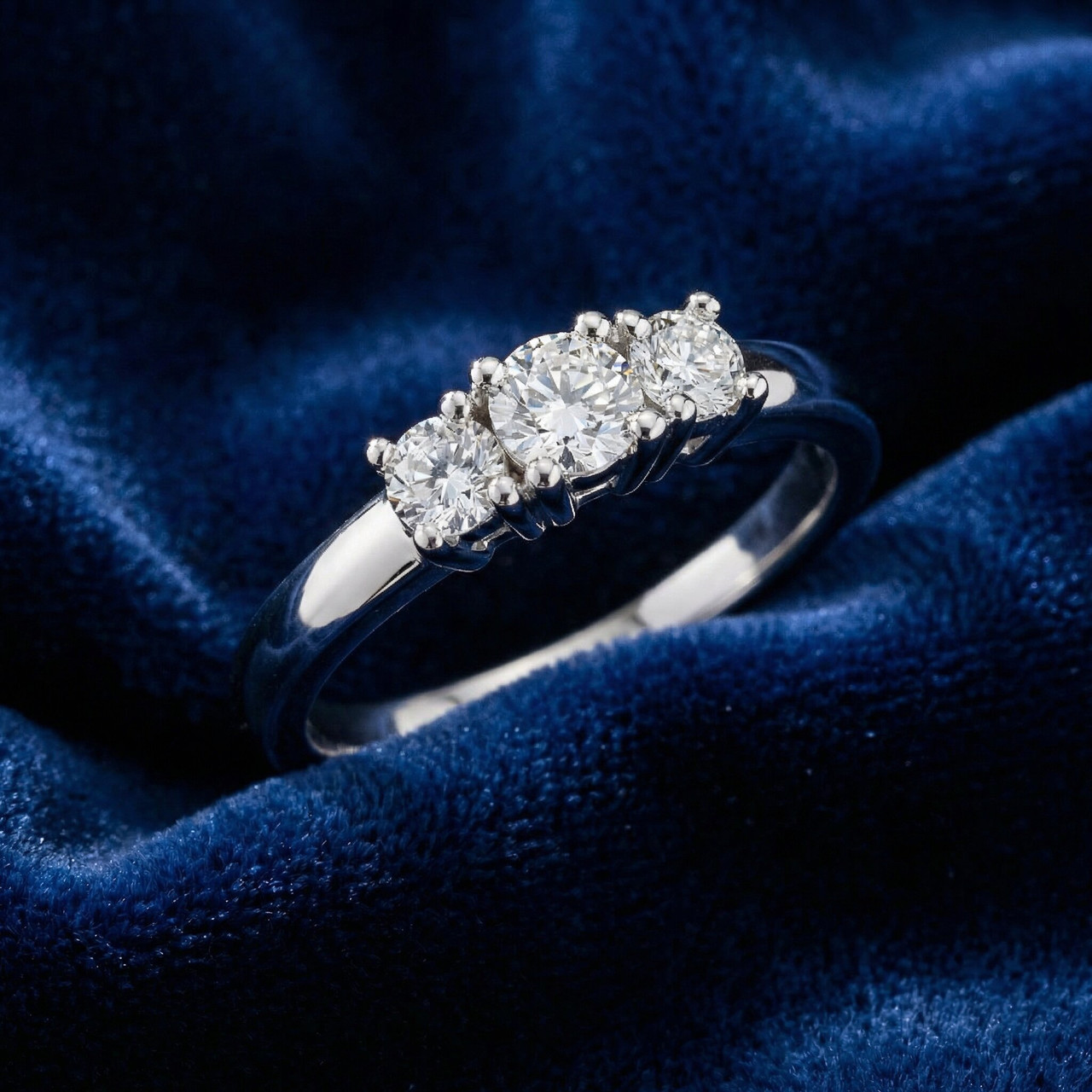 1/2ct Three Stone Diamond Ring 14K White Gold (H-I, SI)