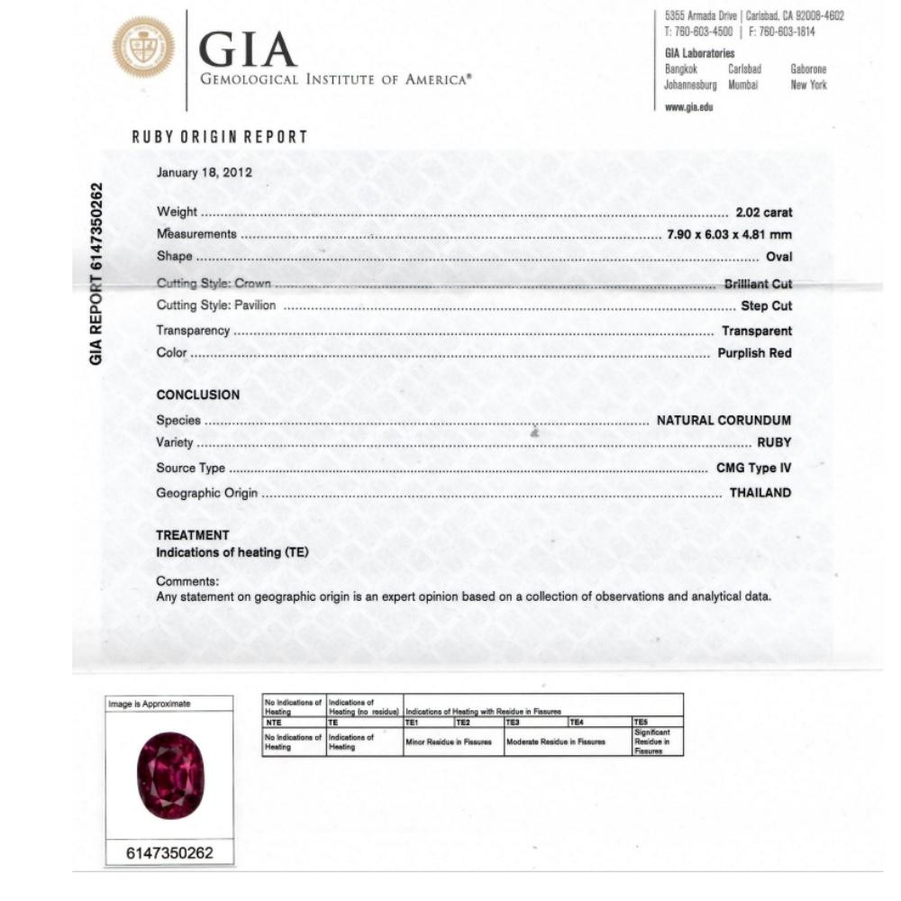 GIA Certified Ruby & Diamond 2.05Ct VS Vintage Engagement Ring in 14k Rose Gold (G-H, VS)