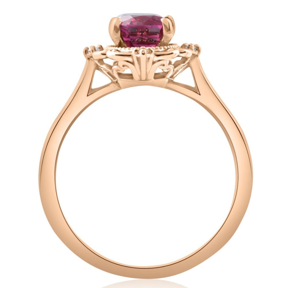 GIA Certified Ruby & Diamond 2.05Ct VS Vintage Engagement Ring in 14k Rose Gold (G-H, VS)