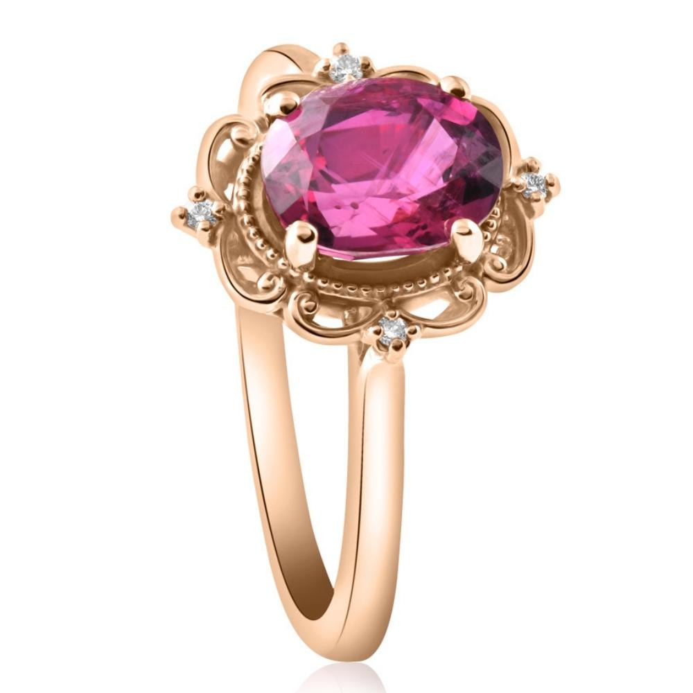 GIA Certified Ruby & Diamond 2.05Ct VS Vintage Engagement Ring in 14k Rose Gold (G-H, VS)