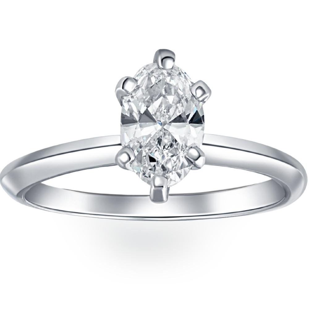 Certified Platinum 1 Ct Oval Cut Natural Diamond Solitaire Engagement Ring G/SI1 (G-H, SI)