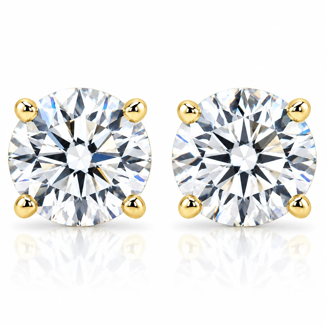 1/2 - 2 Ct TDW Diamond Screw Back Studs in 14k Gold Women's Earrings Lab Grown (G-H, VS2-SI1)
