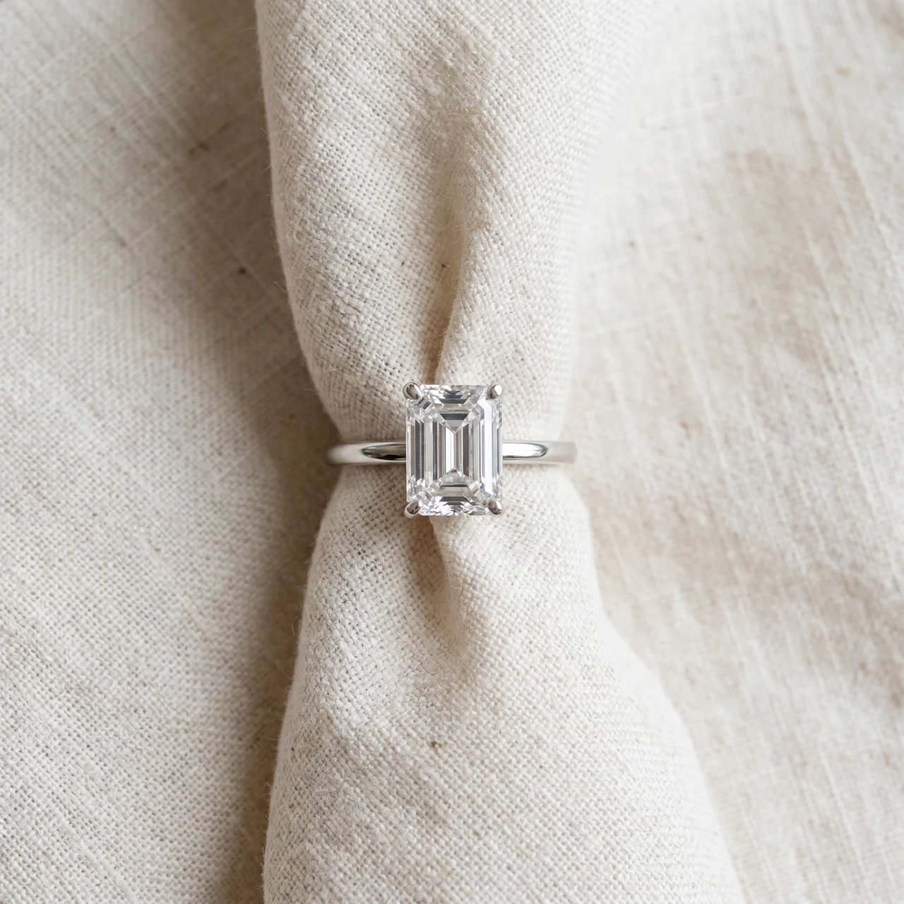4Ct Emerald Cut Certified Diamond Engagement Ring 14k White Gold Lab Grown (G-H, VS)