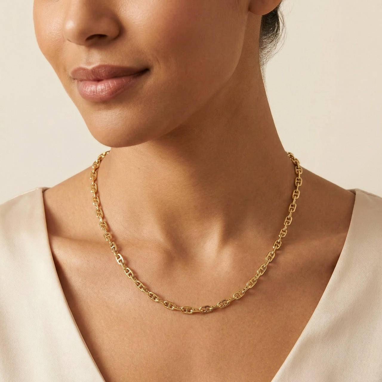 14k Yellow Gold Marine Women's 24" Chain Necklace 22 Grams 5.5mm Thick