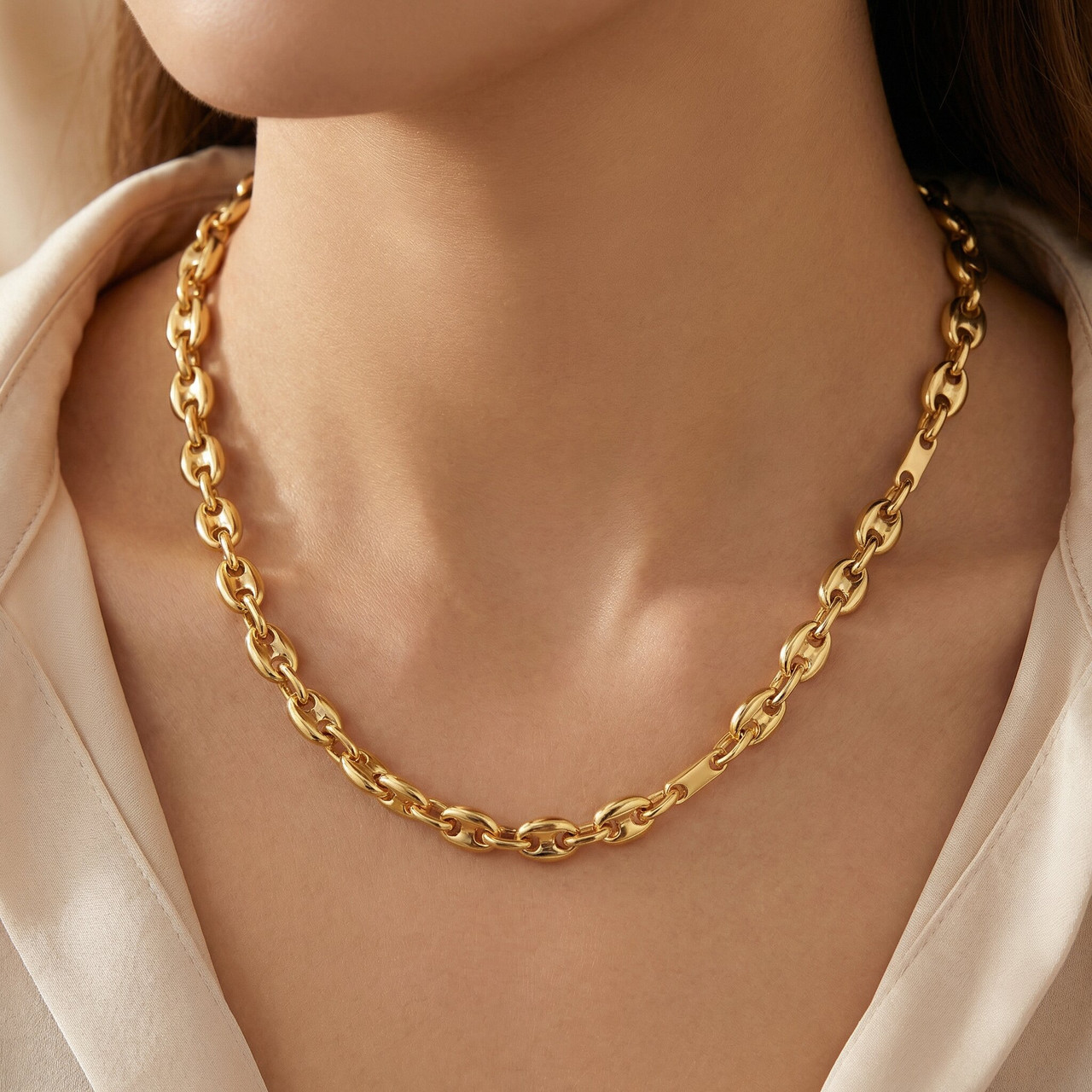 14k Yellow Gold Women's 22" Marine Chain Necklace 14.2 Grams 5.5mm Thick