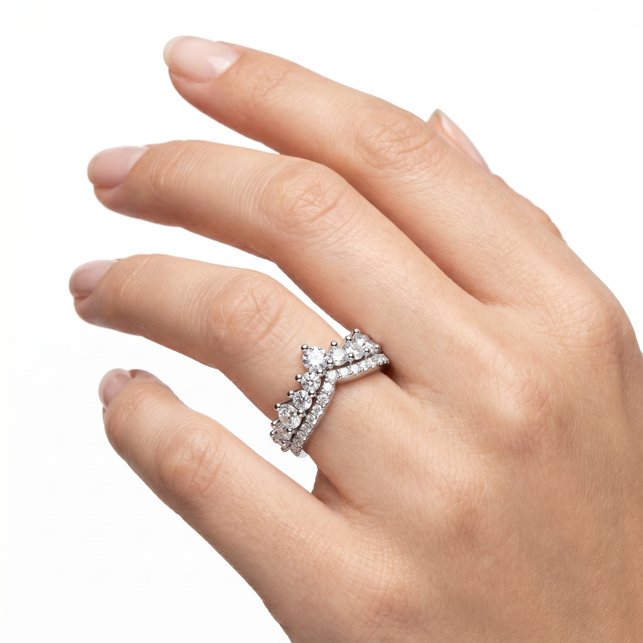 1Ct TW Diamond Wedding Contour Curved Ring Women's Anniversary Lab Grown Band (G-H, VS2-SI1)