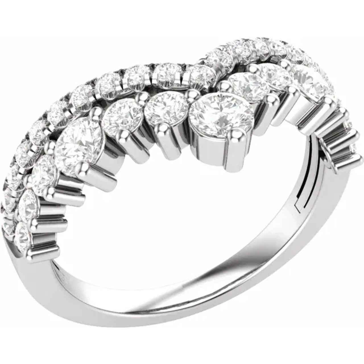 1Ct TW Diamond Wedding Contour Curved Ring Women's Anniversary Lab Grown Band (G-H, VS2-SI1)