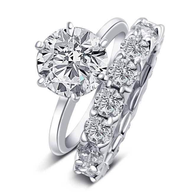 Certified 7Ct Diamond Engagement Eternity Wedding Ring Lab Grown White Gold (G-H, VS2-SI1)