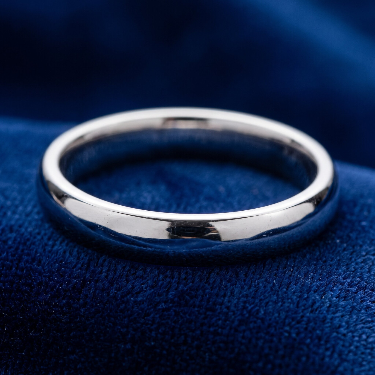 High Polished Wedding Mens Band 14K White Gold