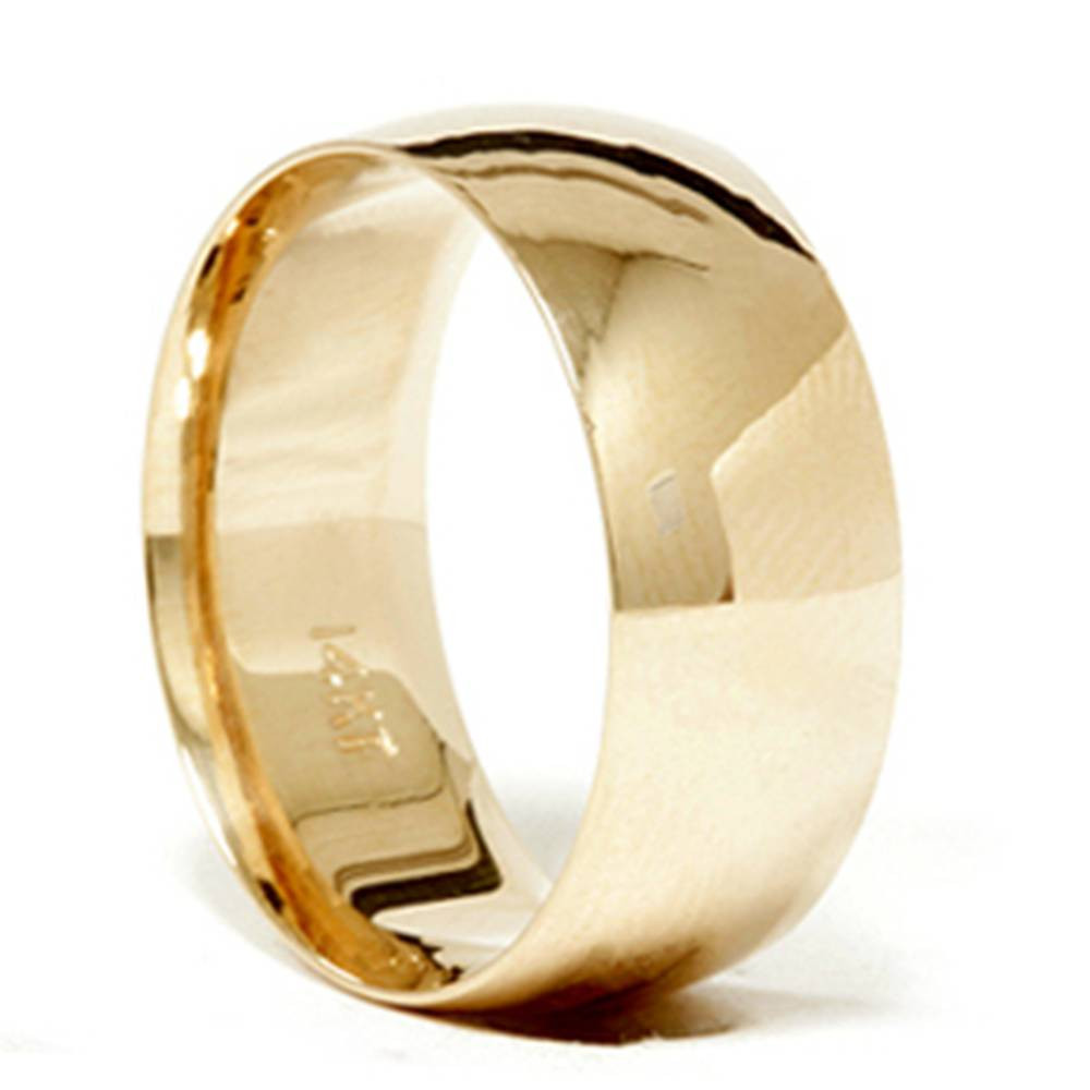High Polished Mens Wedding Band 14K Yellow Gold