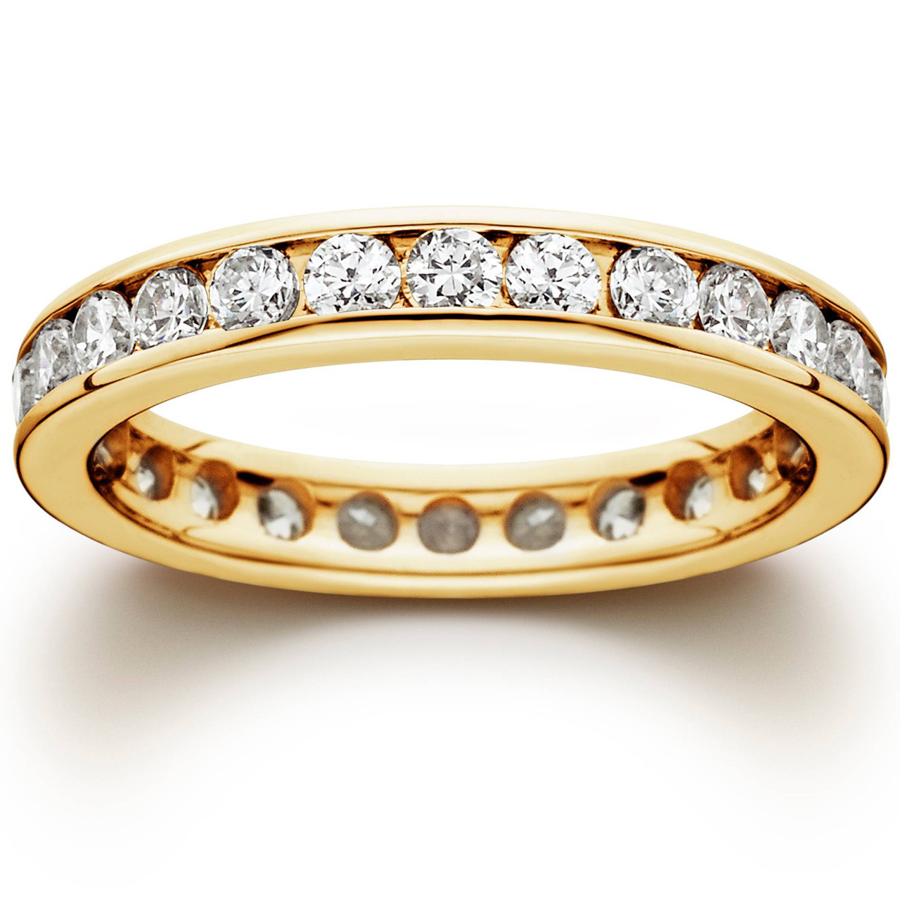 1 1/2 CT Channel Set Eternity Diamond Ring 14K Yellow Gold (G-H, I1)