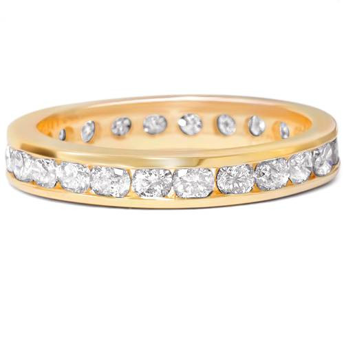 1 1/2 CT Channel Set Eternity Diamond Ring 14K Yellow Gold (G-H, I1)