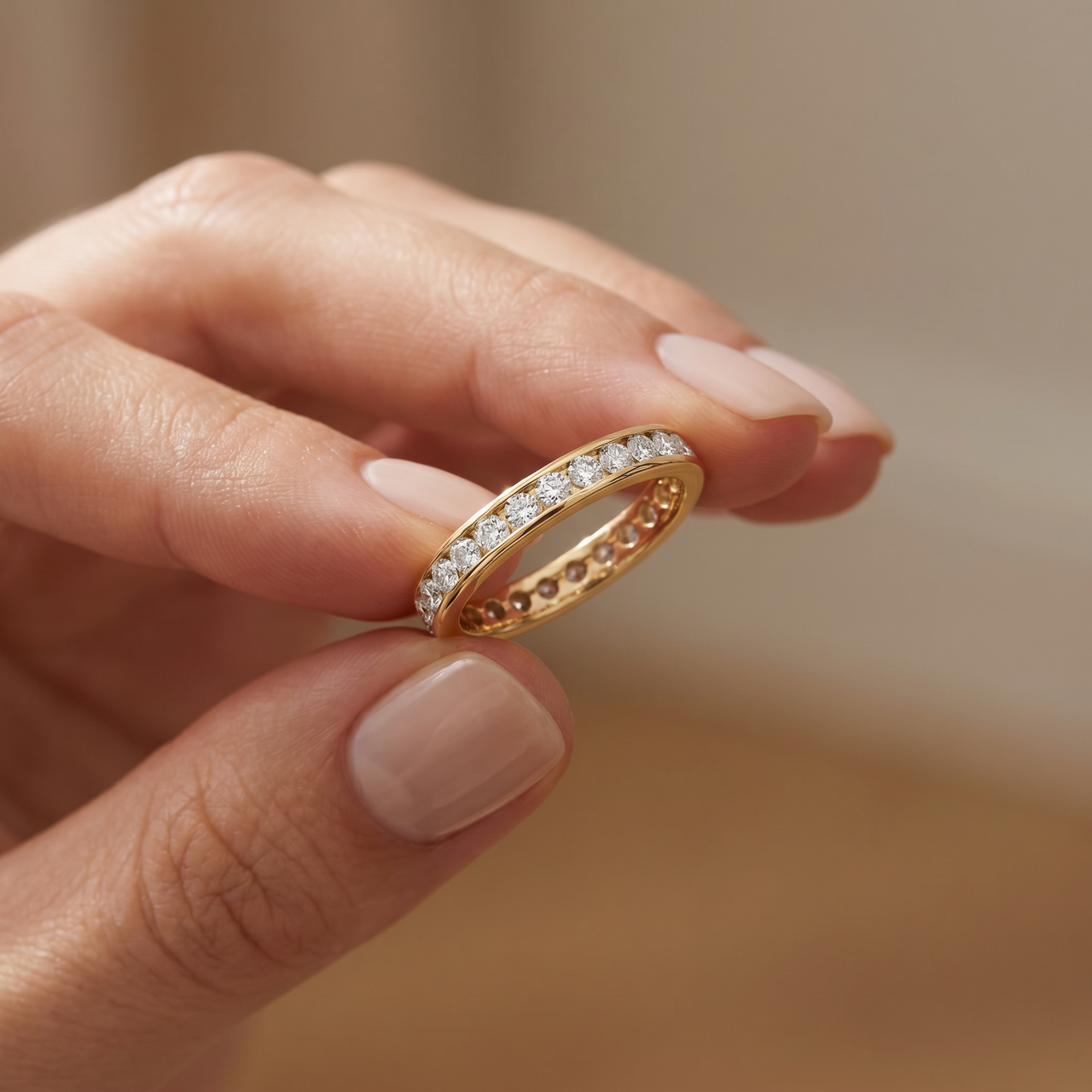 1 1/2 CT Channel Set Eternity Diamond Ring 14K Yellow Gold (G-H, I1)