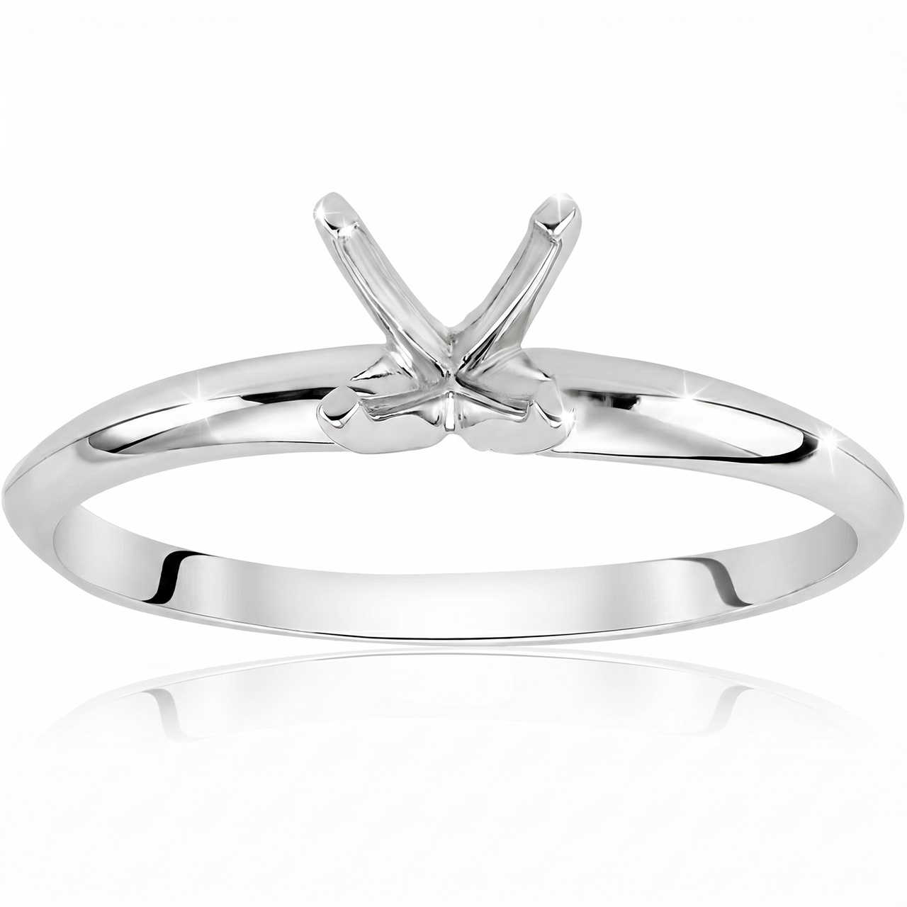 Engagement Ring Setting Four Prong Solitaire14K White Gold