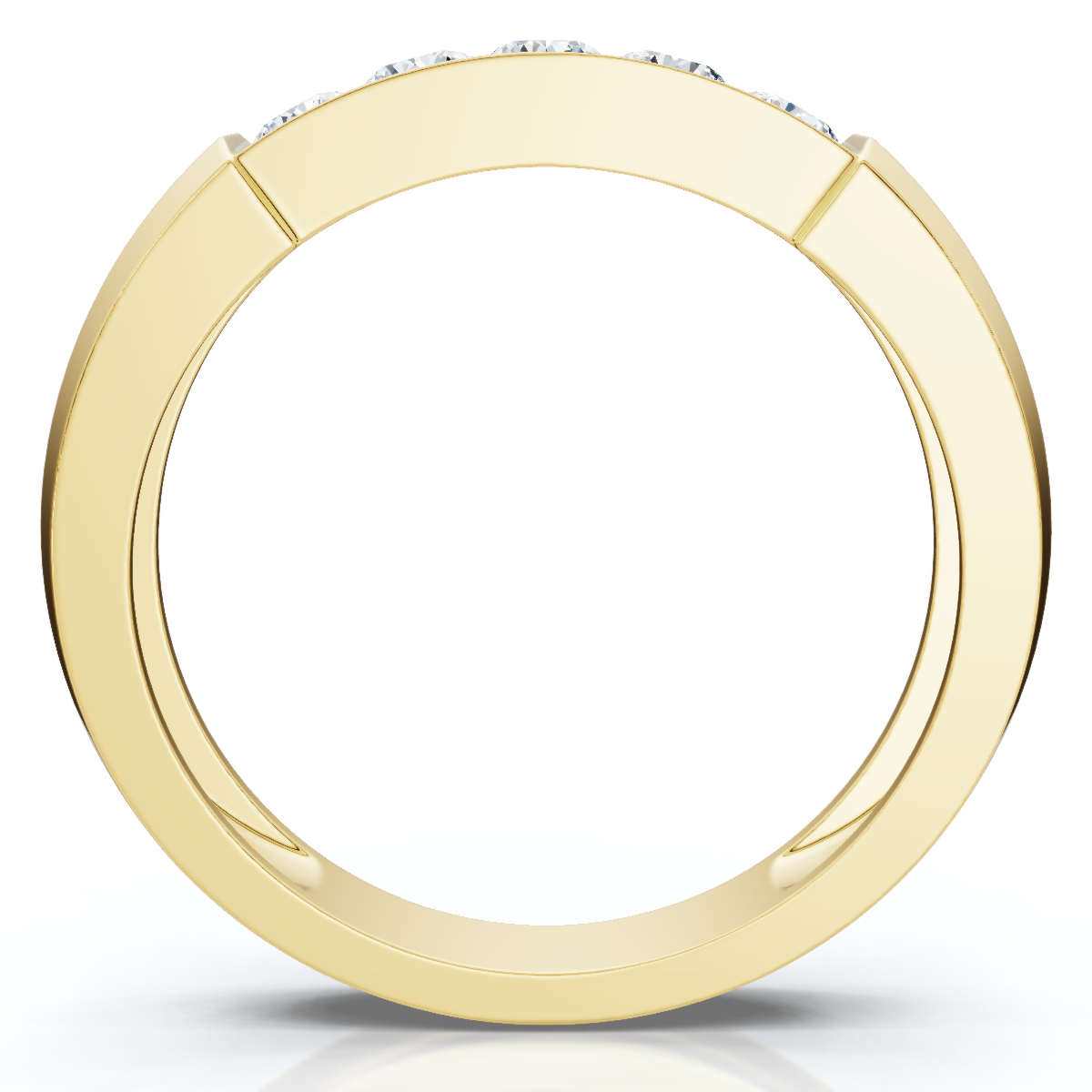 1/2ct Mens 14K Yellow Gold Round Diamond Wedding Ring (G-H, I1)