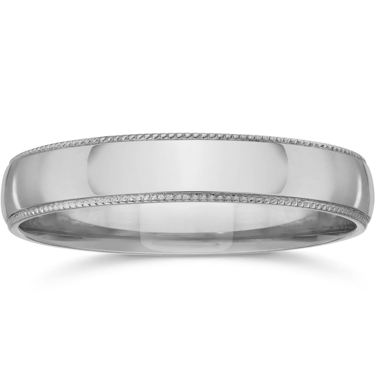 Milgrain Edge Wedding Band 14K White Gold