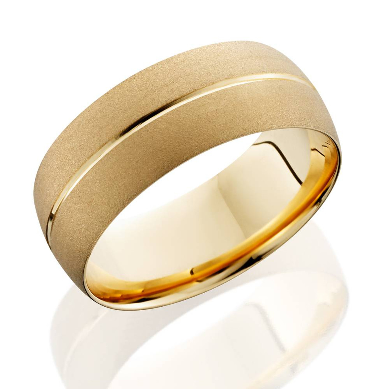 Mens 14k Yellow Gold Wedding Band Brushed Bridal Ring