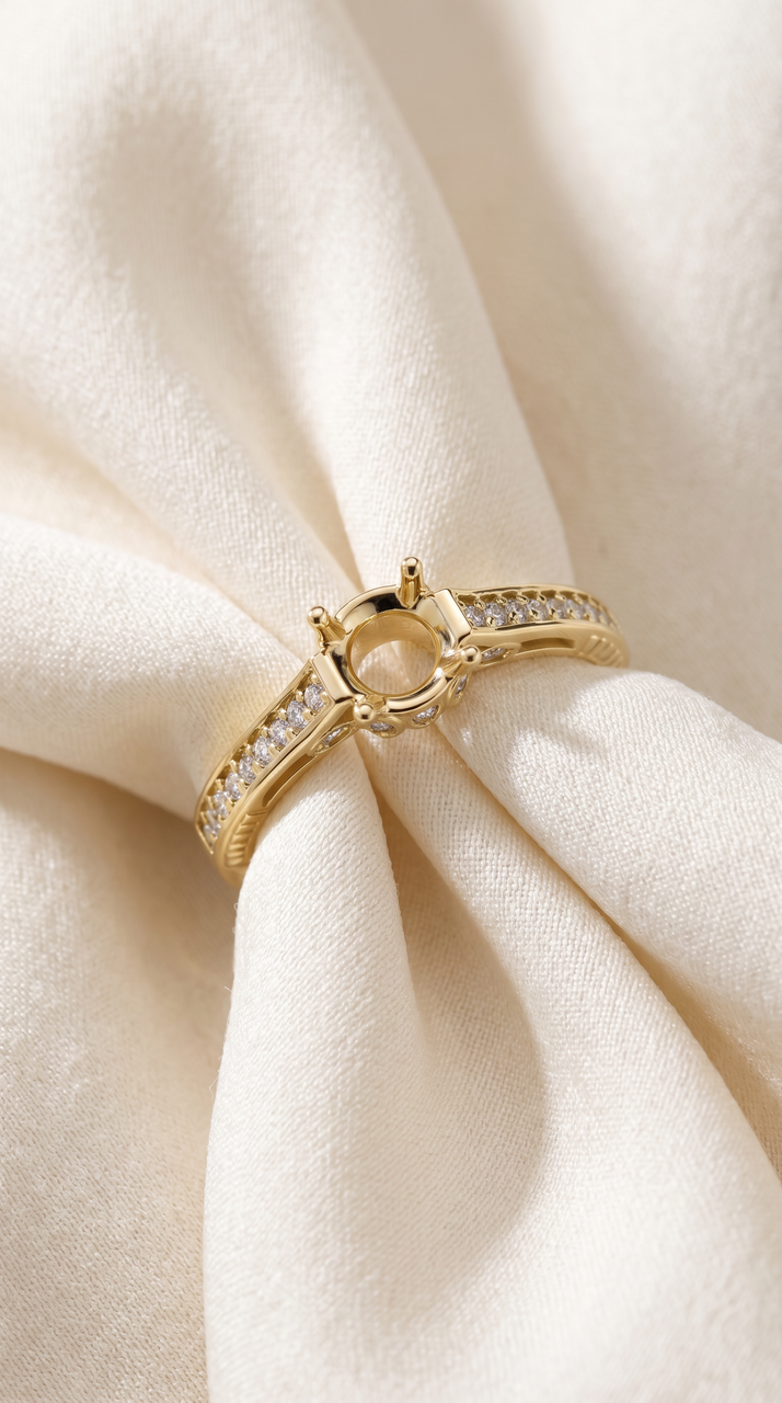 Vintage 1/5ct Semi Mount Engagement Ring Setting Gold (H-I, I2-I3)
