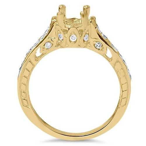 Vintage 1/5ct Semi Mount Engagement Ring Setting Gold (H-I, I2-I3)