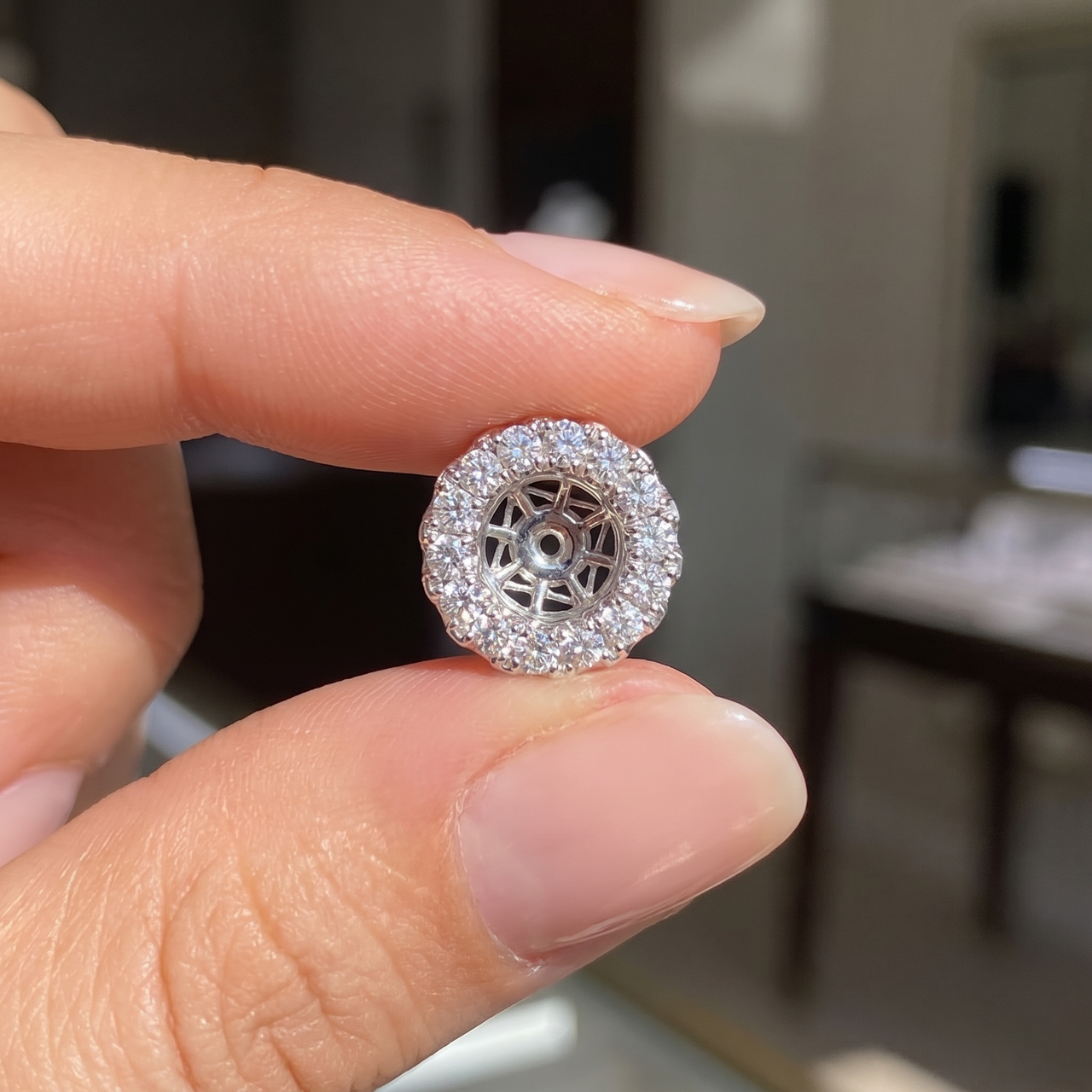 5/8ct Halo Diamond Earring Jackets 14K White Gold (5.5-7mm) (G-H, SI)