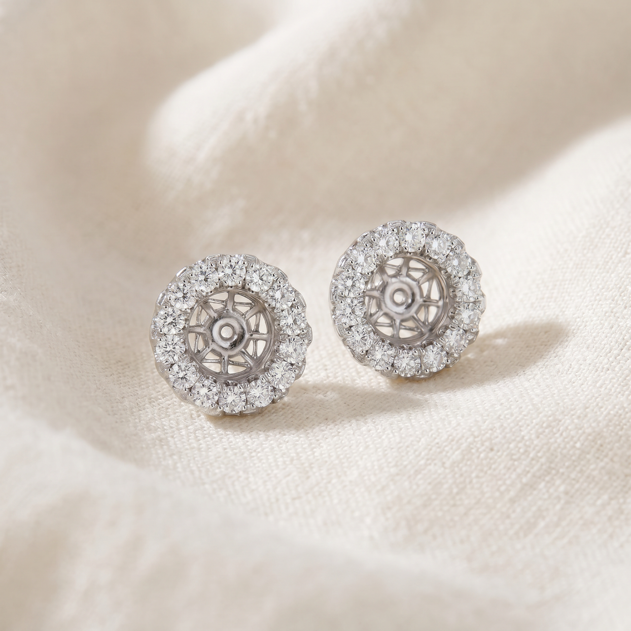 5/8ct Halo Diamond Earring Jackets 14K White Gold (5.5-7mm) (G-H, SI)