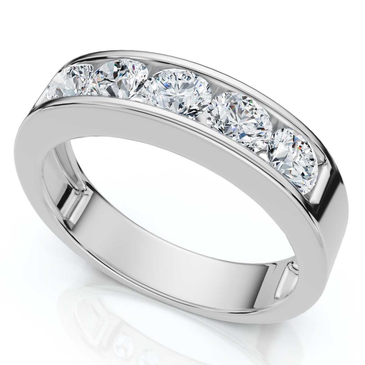 1 1/4ct Diamond Wedding Ring Channel Set Mens Ring 14k White Gold (G-H, I1)