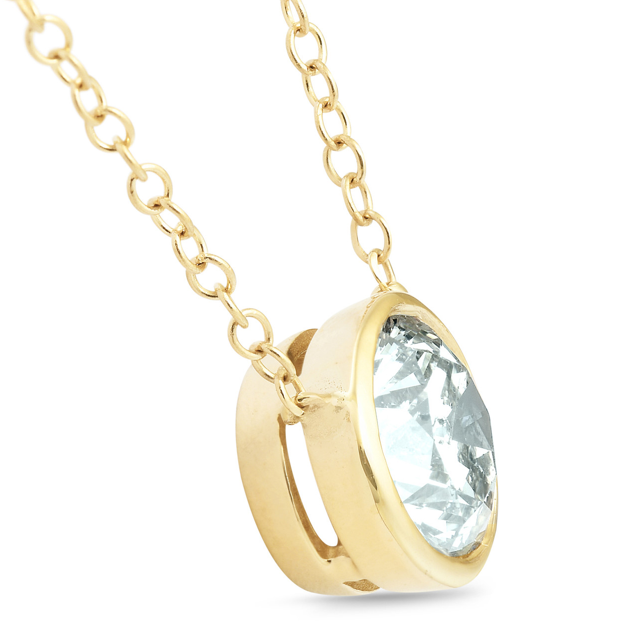 1.88Ct Round Solitaire Diamond Bezel Pendant 14k Yellow Gold Lab Grown (G-H, SI)