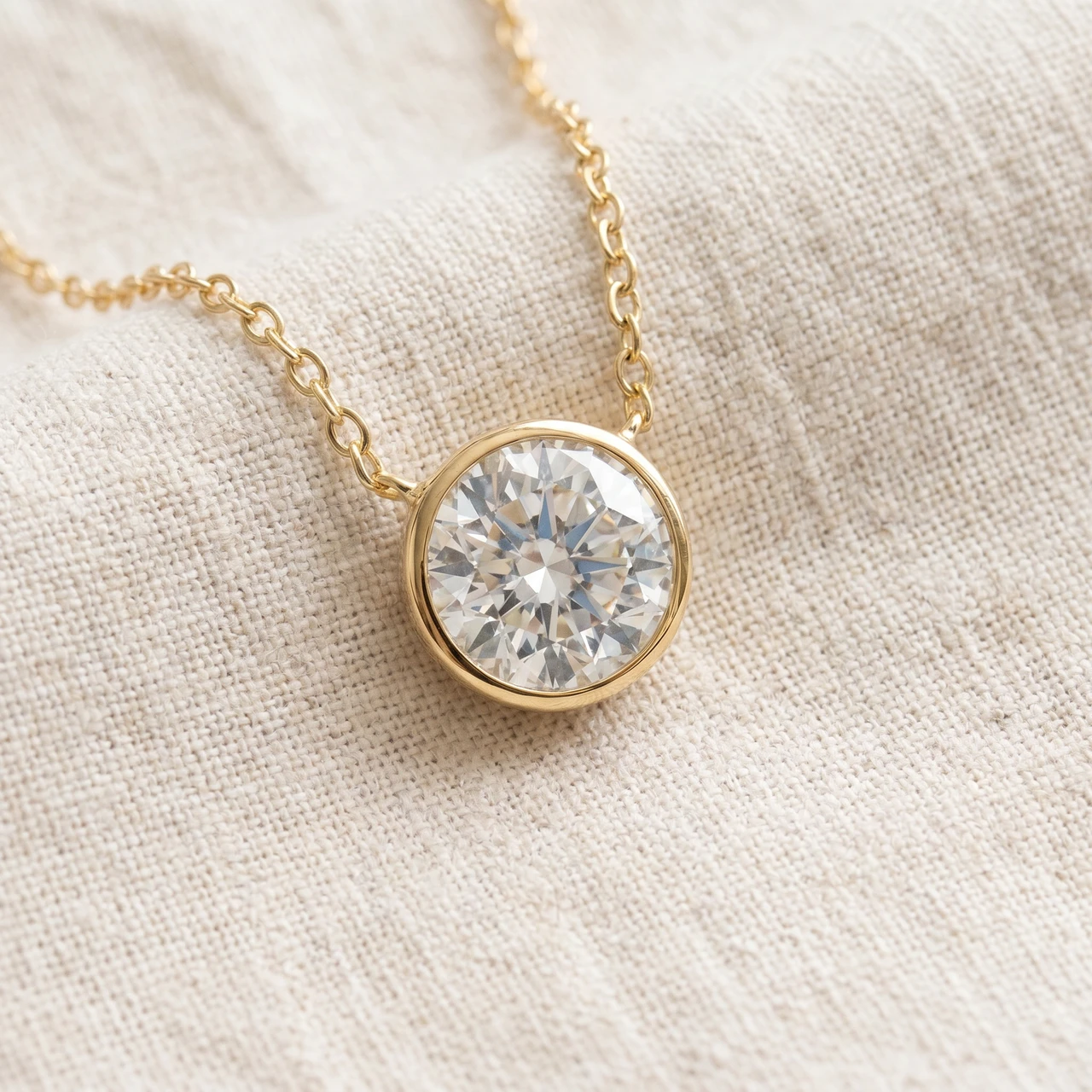 1.88Ct Round Solitaire Diamond Bezel Pendant 14k Yellow Gold Lab Grown (G-H, )