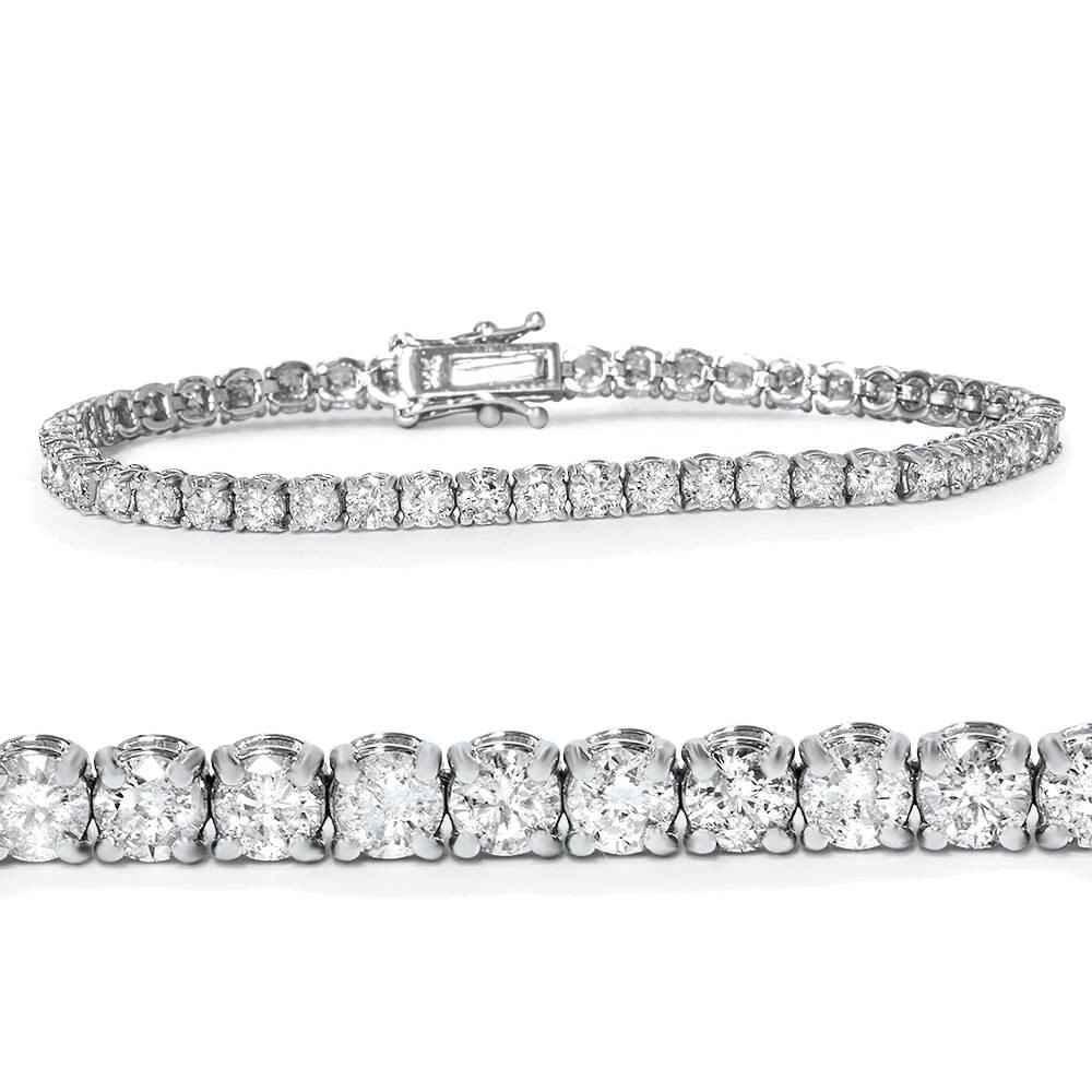 14k White, Rose, or Yellow Gold Round Diamond Tennis Bracelet 5cttw 7" Women's (G-H, I2-I3)