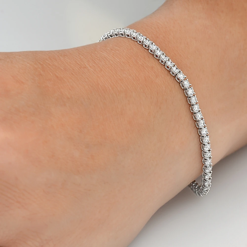 14k White, Rose, or Yellow Gold Round Diamond Tennis Bracelet 5cttw 7" Women's (G-H, I2-I3)