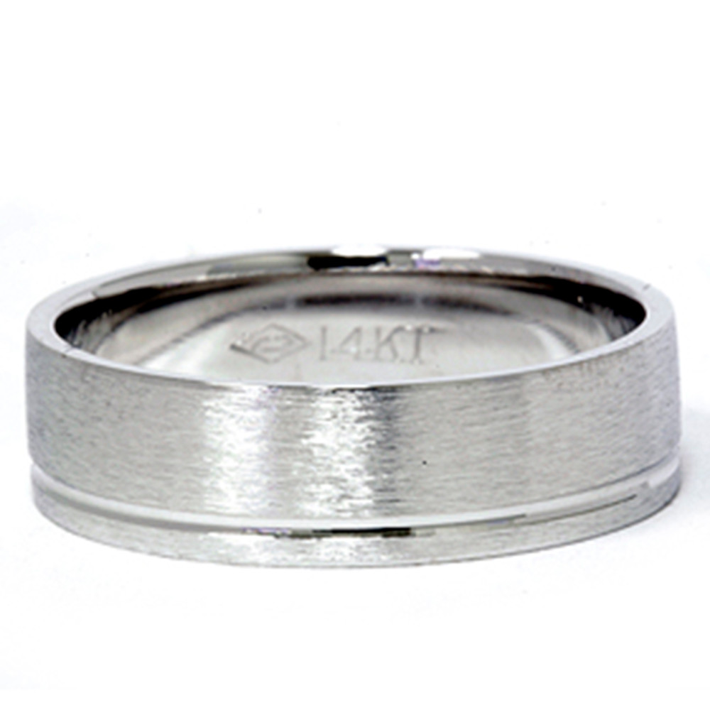Mens 6mm Comfort Fit Wedding Band Ring  14K White Gold