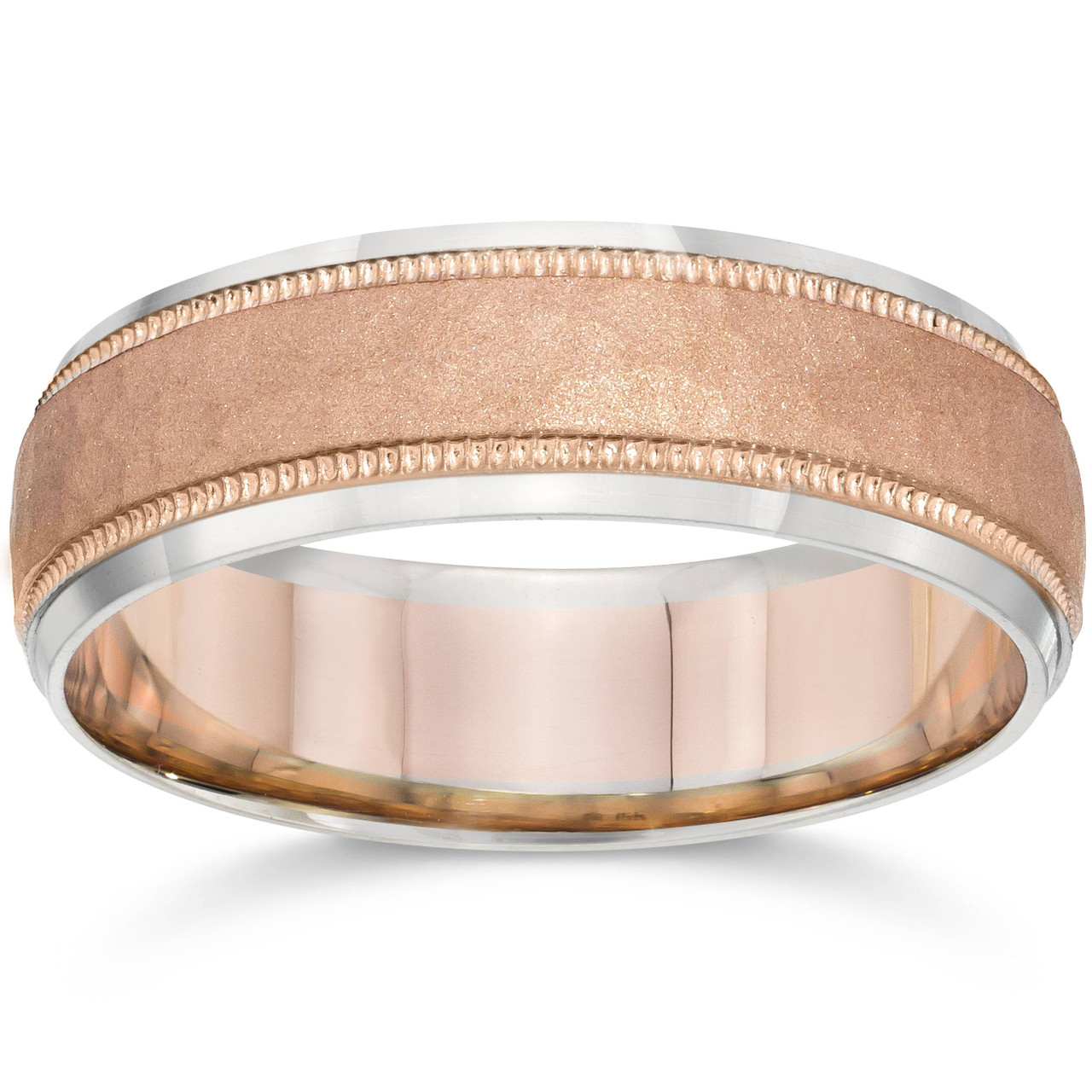 6MM Hammered Wedding Band 14K Rose Gold