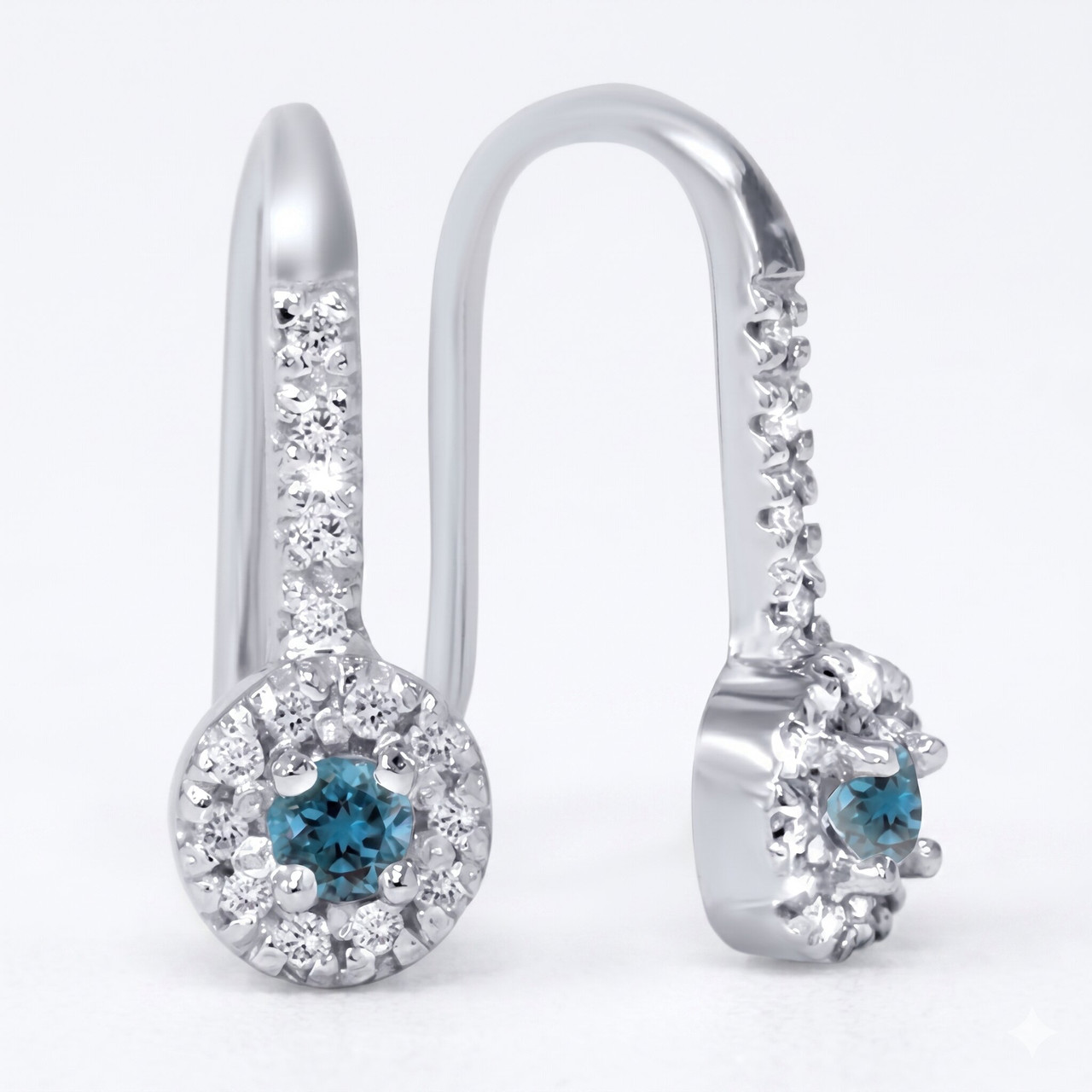 1/4ct Treated Blue & White Diamond Drop White Earrings 14K White Gold (J-K, I2-I3)