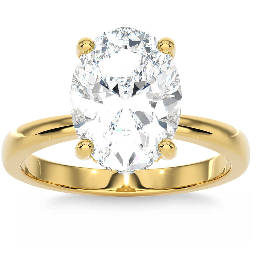 Certified 3.10Ct Oval Diamond HIdden Halo Engagement Ring 14k Gold Lab Grown (G-H, SI)