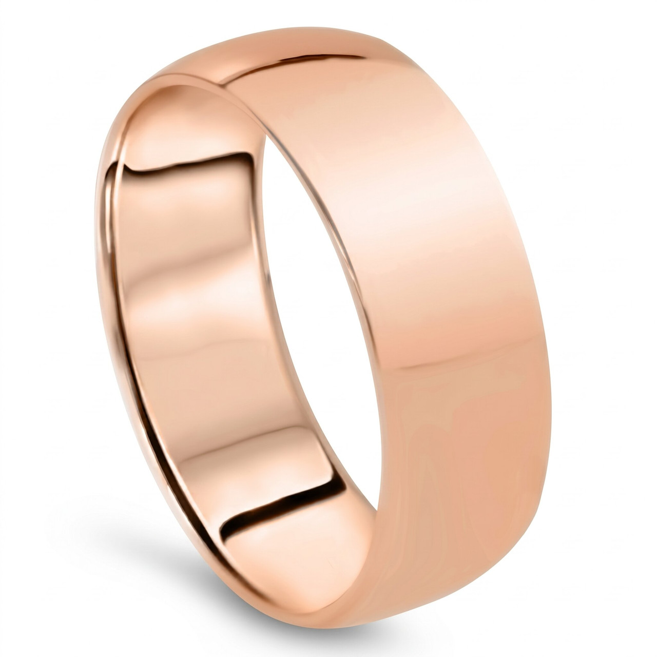 7mm Wide Low-Dome High Polished Band 14K Rose Gold Wedding Ring